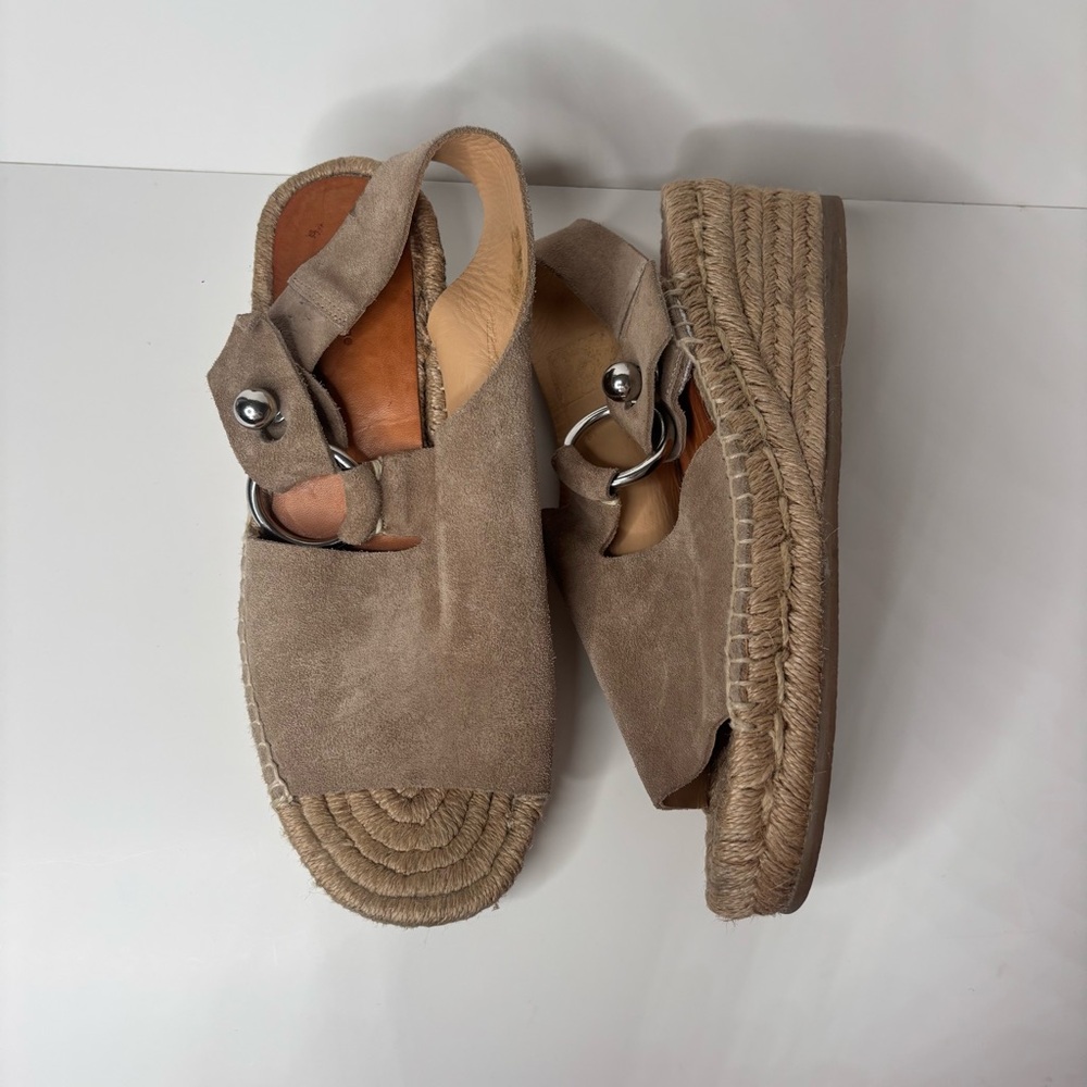 rag & bone taupe Suede wedge Espadrilles